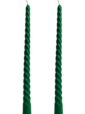 Esranın Dünyası Doğal Balmumu Konik Burgulu Şamdan Mumu - Yeşil