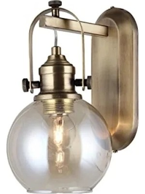 Esranın Dünyası 1 x E27 Duy ile Uyumlu Eskitme Tasarımlı Metal ve Cam Aplik
