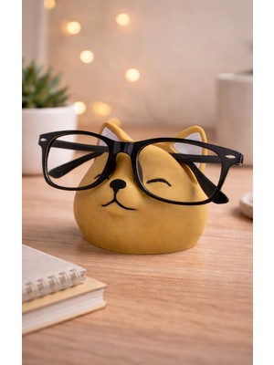 Sevimli Kedi Gözlük Standı | Dekoratif Gözlük Tutucu - Masaüstü Gözlük Standı - Hediye Organizer
