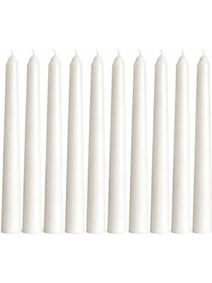 Esranın Dünyası Dekoratif Beyaz Şamdan Mum Seti - 10'lu Paket, 25 cm