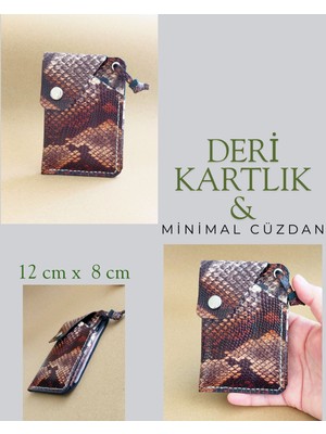 Hakiki Deri Minimal Avuçiçi Yılan Desen Tasarım Erkek Cüzdan Kartlık Drc-20