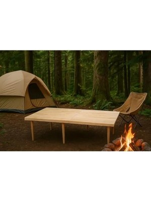 Esranın Dünyası Katlanır Bahçe Masası - 70X120 Cm, Ham Naturel Renk