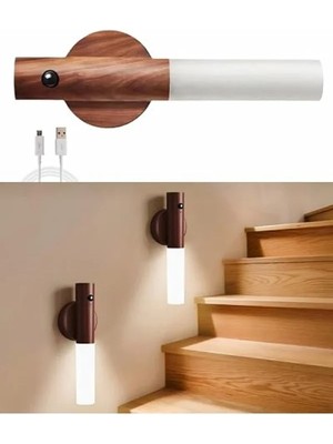 Esranın Dünyası Hareket Sensörlü Şarj Edilebilir Gece Işığı, Ahşap Tasarım