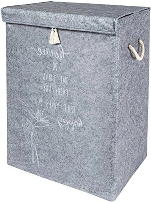 Esranın Dünyası Keçe Kapaklı Çok Amaçlı Çamaşır Sepeti, 55X40X30 Cm, Gri