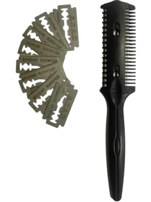 Esranın Dünyası Siyah Saç Kesim Usturası - Jiletli Tarak ve 10 Adet Jilet