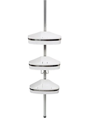 Esranın Dünyası Dekoratif Banyo Köşe Rafı - Beyaz Alüminyum