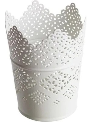 Esranın Dünyası Dekoratif Metal Şamdan, Beyaz (11 Cm)