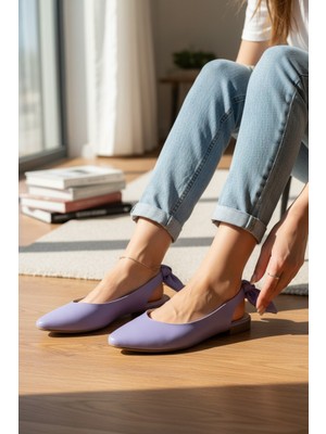 Enoch Kadın Arkası Fiyonk Detaylı Slingback Lila Babet