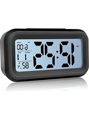 Esranın Dünyası Optik Masaüstü Saat - Takvim ve Termometre Özellikli Siyah