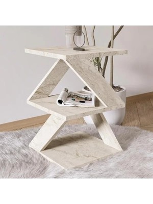 Esranın Dünyası Modern Yan Sehpa, Şık Traverten Tasarım