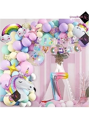 Esranın Dünyası Unicorn Temalı Doğum Günü Parti Kutlama Seti