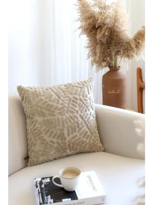 Esranın Dünyası Jakarlı Desenli Kırlent, 43X43 cm Boyut, Orman Doğal Renk