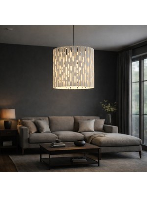 Zeniz Objects Brutalist Dokulu Sarkıt Avize | Modern Tasarım Silindir Avize | Beyaz Minimal Tavan Lambası