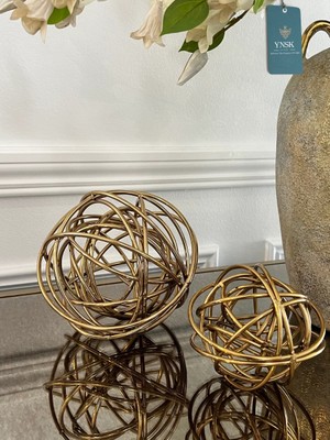 YNSK Geoball | Ithal 2'li Lüks Metal Yumak Sarmal Dekoratif Obje