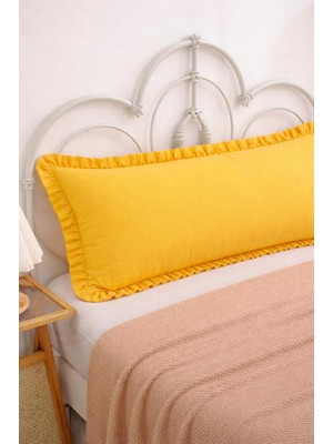 Altınpamuk Uzun Yastık Kılıfı Sarı Fırfırlı 50X135 cm