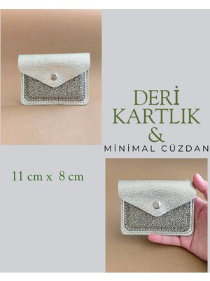 Hakiki Deri Minimal Avuçiçi Simli Leopar Tasarım Kadın Cüzdan Kartlık Drc-18