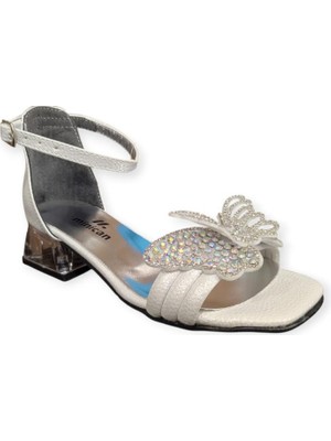 Minican 151 Taşlı Kelebek Toka Topuklu Çocuk Abiye Sandalet