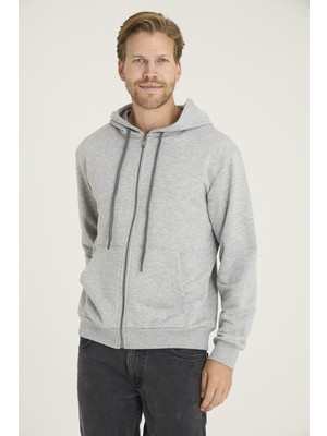 Kly Unisex Relax Fit Rahat Kesim %100 Pamuklu Içi Şardonsuz Çift Cepli Fermuarlı Kapüşonlu Sweatshirt