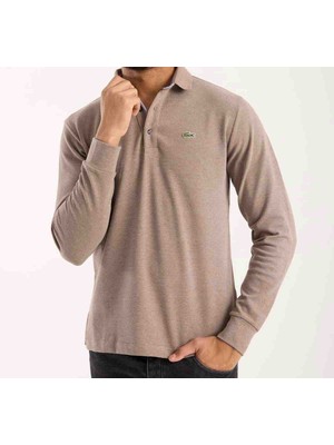 Lacoste Polo Uzun Kol Regular Fit Kahverengi Sweatshirt