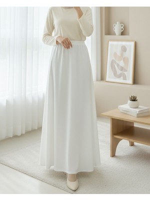 Moda Morfo Araboy Jupon Astar Etek -Beyaz