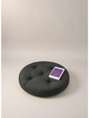 Gullfoss Antrasit Yuvarlak Mini Yer Minder Yer Puf 60X60 cm