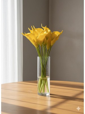 Miha Deco Yapay Lüks Islak Görünümlü Sarı 8li Gala Çiçeği Buketi