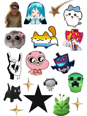 Punky Store Set1-50’li Karışık Sticker Seti (A4 Boyutu-3 Sayfa) – Kedi, Anime, Müzik, Meme ve Karikatür Temalı Laptop & Çanta Çıkartmaları