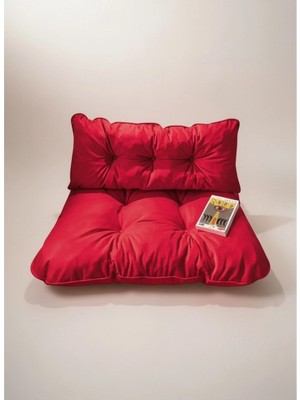 Gullfoss Kırmızı Puf Petek Önü Palet Yer Minderi Ikili Takım 70X100 cm