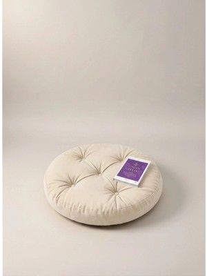 Gullfoss Krem Yuvarlak Mini Yer Minder Yer Puf 60X60 cm