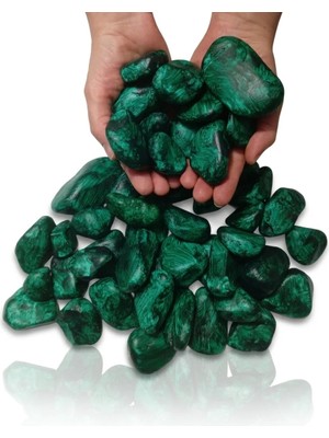 Beauty Be Dekoratif Zümrüt Yeşili Renk El Boyaması Iri Boy 25 Adet (40-80 Mm) Çakıl Taşı 2 kg Saksı Taşı