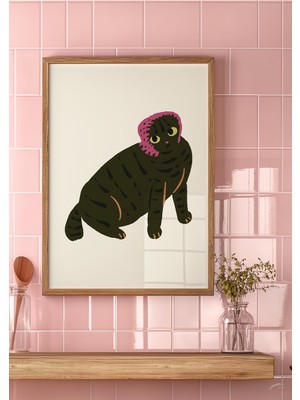 Des Vu Print Siyah Kedi Posteri, Kedi Temalı Çerçevesiz Poster