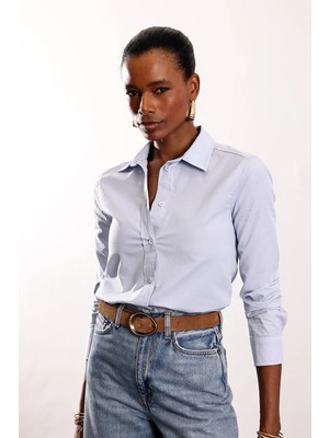 5in1Canpolat Mavi Slim Fit Gömlek 17449