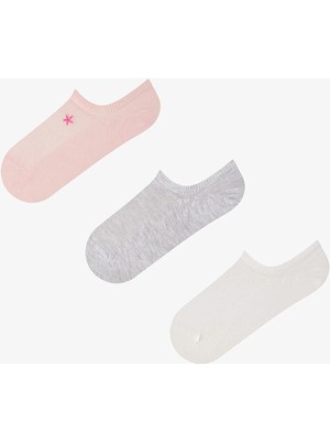 Penti 3 Çift Burun Dikişsiz Pamuklu Yıldız Nakışlı Sneaker Çorap