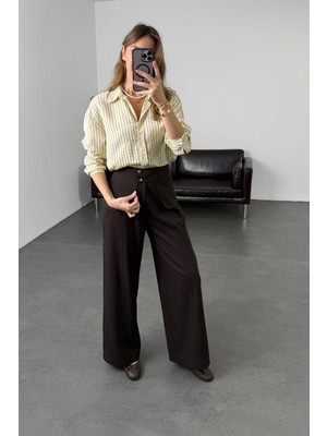 5in1Canpolat Kahverengi Çıkarılabilir Kemer Detaylı Pantolon 17421