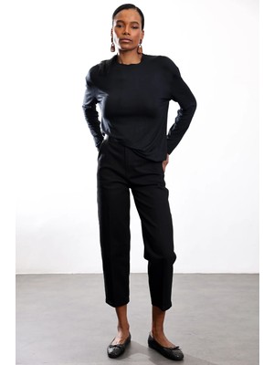 5in1Canpolat Siyah Yüksek Bel Tensel Baggy Jean 3001