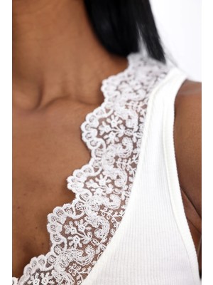 5in1Canpolat Ekru Dantelli Fitilli Atlet