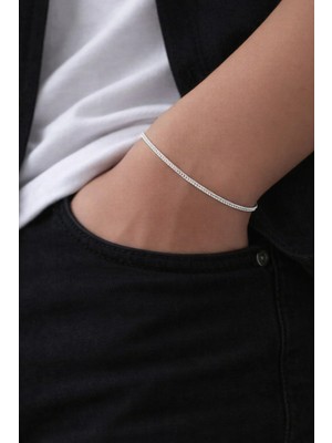 Siset Gümüş 925 Ayar  2 mm Tilki Kuyruğu  Gümüş  Bileklik