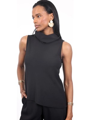 5in1Canpolat Siyah Şal Yaka Bluz 18188