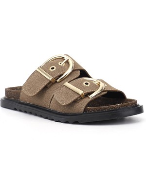 Gönderi(r) Kadın Vizon Süet  Çift Tokalı Terlik