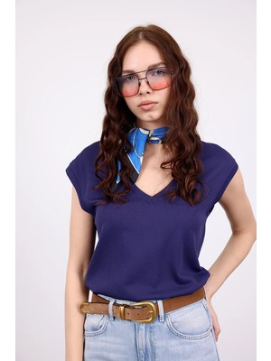 5in1Canpolat Lacivert V Yaka Kolsuz Triko 0001