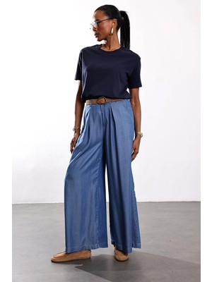 5in1Canpolat Lacivert Tensel Dökümlü Pantolon