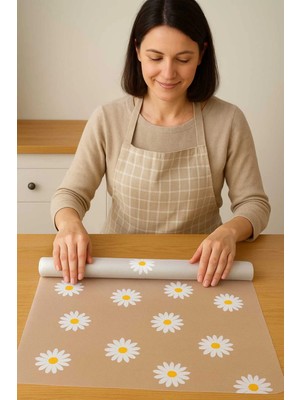 Epilons Mutfak Eva Shelf Liner Şeffaf Astar Kaymaz Dolap Içi Çekmece Örtüsü Papatya Desen Mat 45CMX10 Metre