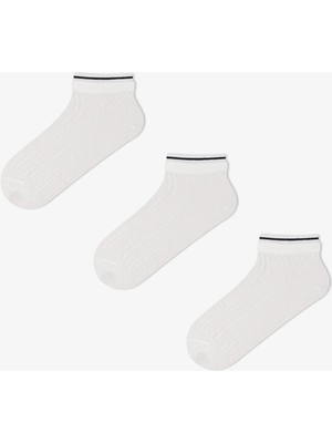 Penti 3 Çift Burun Dikişsiz Pamuklu Kendinden Desenli Bilek Detaylı Patik Çorap