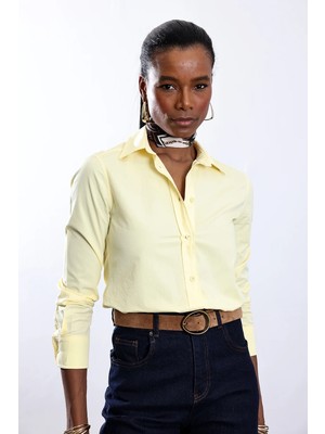 5in1Canpolat Sarı Slim Fit Gömlek 17449