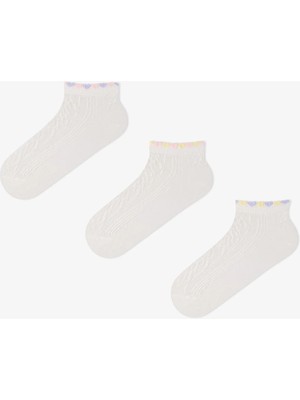 Penti 3 Çift Pamuklu Bilek Kısmı Kalp Detaylı Patik Çorap