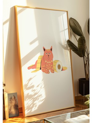 Des Vu Print Turuncu Kedi Posteri, Kedi Temalı Çerçevesiz Poster