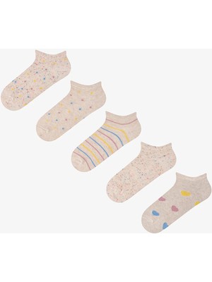 Penti 5 Çift Pamuklu Renkli Pauntiye Desenli Patik Çorap