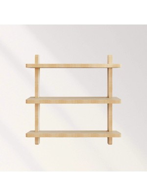 Comart 3 Katlı Huş Kontrplak Duvar Rafı – Minimalist Ahşap Duvar Rafı – Modern Dekoratif Kitap & Dekor Rafı