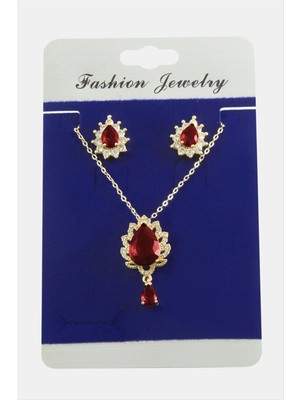 Aesco Oval Zirkon Taşlı Set Kolye