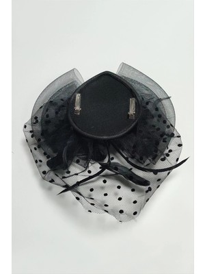 Aesco Fiyong Tüylü Dantelli Şapka Toka